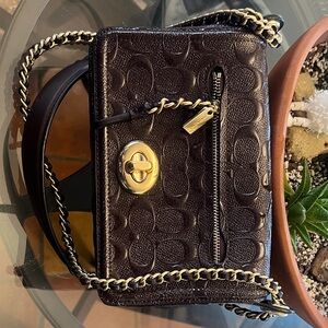 Coach Burgundy Embossed Leather Crossbody Bag